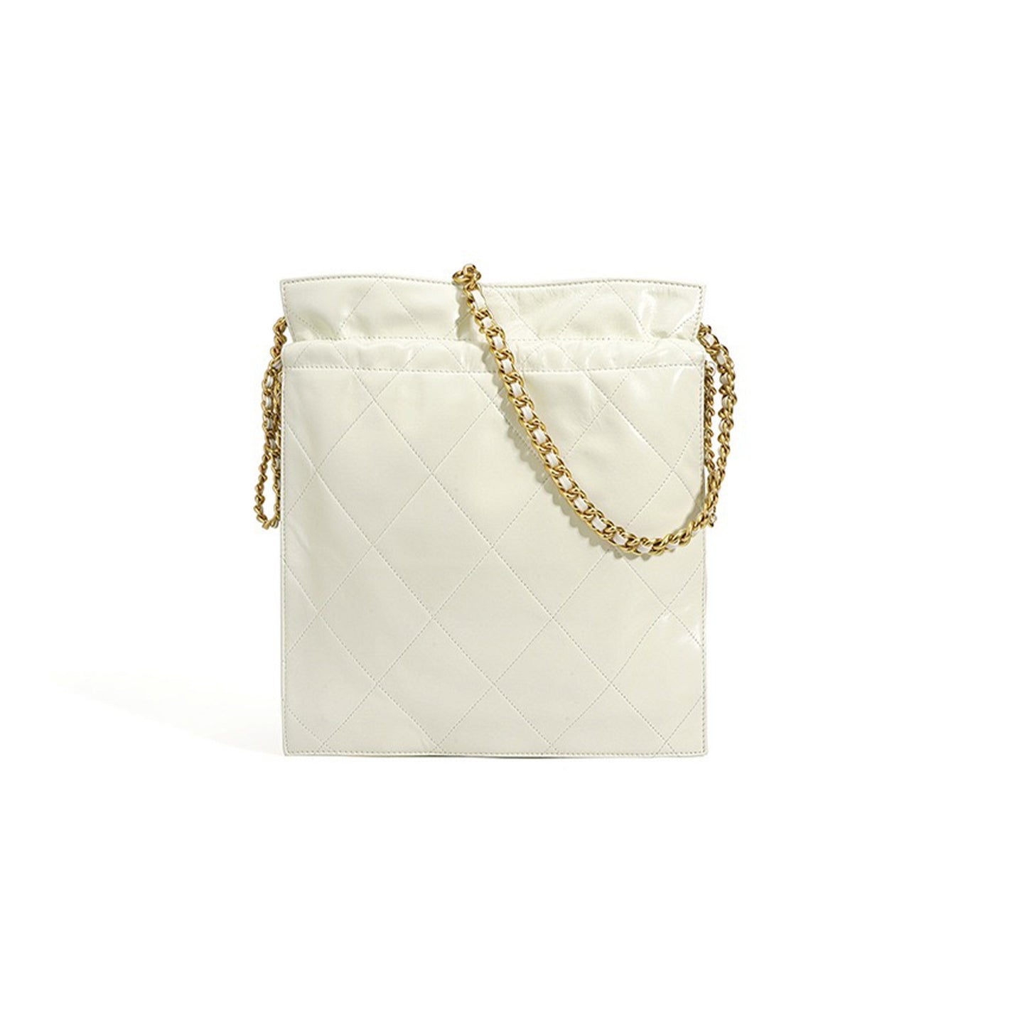 Genuine Leather Quilted Chain Bucket Bag — Effortless Elegance for Every Occasion