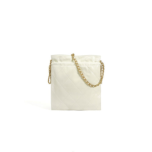 Genuine Leather Quilted Chain Bucket Bag — Effortless Elegance for Every Occasion